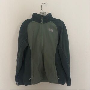 The North Face green fleece zip-up jacket